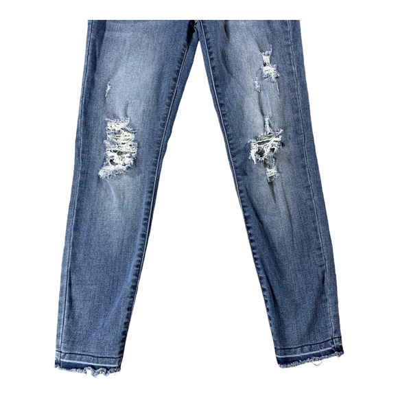 Judy Blue Jeans Womens 5 (27x25.5) Skinny Fit Distressed Crop Raw Hem - Picture 9 of 13